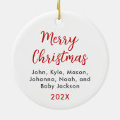 カスタムのいとこ写真クリスマス セラミックオーナメント (裏面)