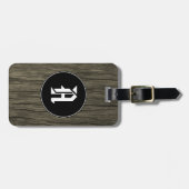 カスタムのイニシャル + 素朴な木製の一見パターン ラゲッジタグ (正面横)