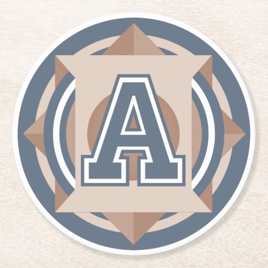 カスタムのイニシャル"A"のモノグラム ラウンドペーパーコースター (正面)