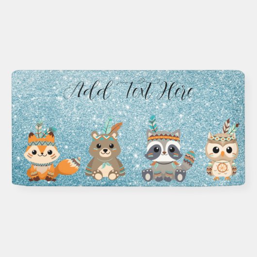 カスタムのウッドランドアニマルズバナー 横断幕 (横)