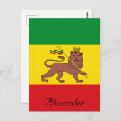 カスタムのエチオピアライオンのユダのラスタファル国旗 ポストカード (正面/裏面)