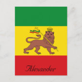 カスタムのエチオピアライオンのユダのラスタファル国旗 ポストカード (正面)