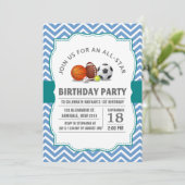 カスタムのオールスターのスポーツ誕生パーティー 招待状 (スタンド正面)