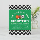 カスタムのオールスターのスポーツ誕生パーティー 招待状 (スタンド正面)