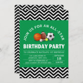 カスタムのオールスターのスポーツ誕生パーティー 招待状 (正面/裏面)