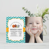 カスタムのオールスタースポーツ誕生パーティーの写真 招待状 (スタンド正面)