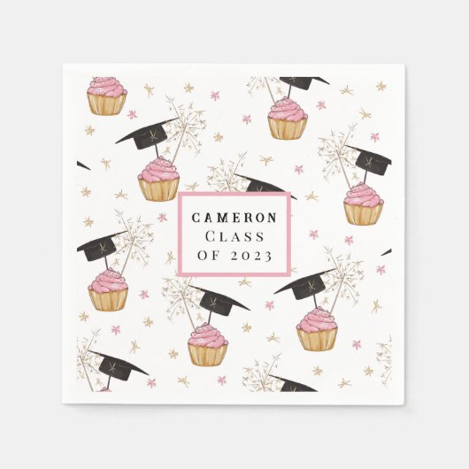 カスタムのカップケーキ教室 スタンダードカクテルナプキン (正面)