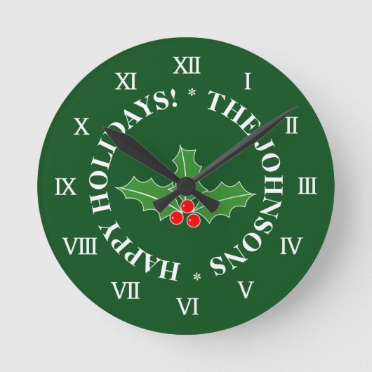 カスタムのクリスマスの壁掛け ラウンド壁時計 (正面)