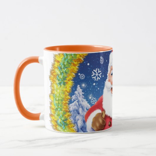 カスタムのクリスマスコーヒーマグサンタとおもちゃの袋。 マグカップ (左)