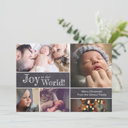 カスタムのクリスマスベビーが世界に喜びを写真に シーズンカード (スタンド正面)