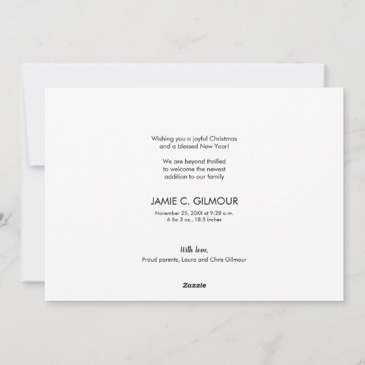 カスタムのクリスマスベビーが世界に喜びを写真に シーズンカード (裏面)