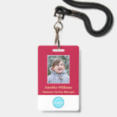 カスタムのスタッフロゴバーコード写真名ID バッジ (正面（ネックストラップ付）)