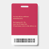 カスタムのスタッフロゴバーコード写真名ID バッジ (裏面)