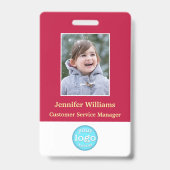 カスタムのスタッフロゴバーコード写真名ID バッジ (正面)