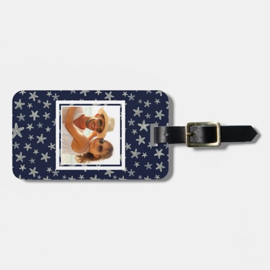 カスタムのヒトデ模様の海 ラゲッジタグ (正面横)