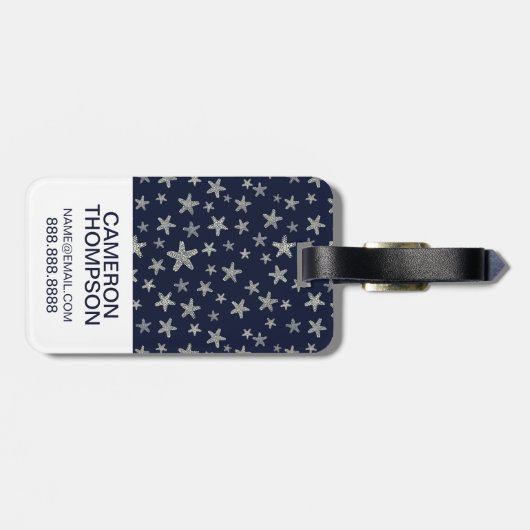 カスタムのヒトデ模様の海 ラゲッジタグ (裏面横)