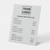 カスタムのビジネスロゴのミニマル価格表(灰色) 台座サイン (正面)