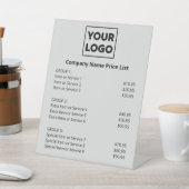 カスタムのビジネスロゴのミニマル価格表(灰色) 台座サイン (インサイチュ)