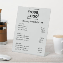カスタムのビジネスロゴのミニマル価格表（灰色） 台座サイン