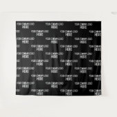 カスタムのビジネスロゴの手順と背景（黒）の繰り返し タペストリー (正面(横))