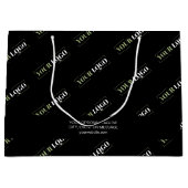 カスタムのビジネスロゴパターンとオプション文字 ラージペーパーバッグ (正面)