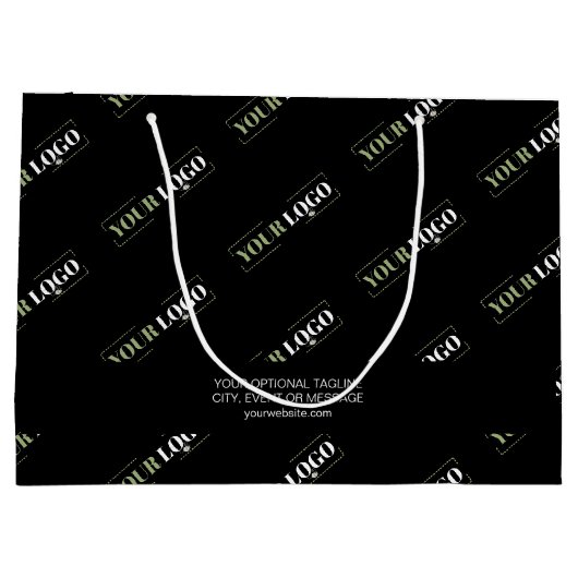 カスタムのビジネスロゴパターンとオプション文字 ラージペーパーバッグ (裏面)