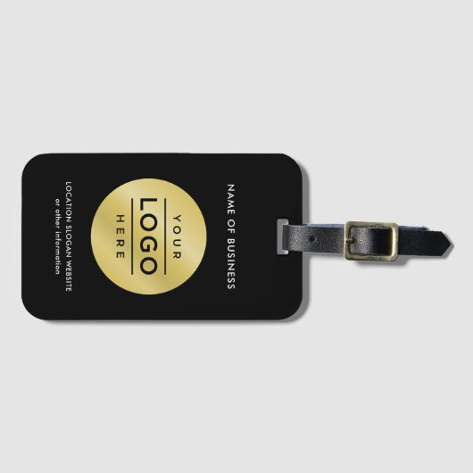 カスタムのビジネスロゴ(黒と金ゴールド) ラゲッジタグ (正面横)