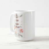 カスタムのピンクの花柄「あなたへのギフト」 コーヒーマグカップ (正面左)