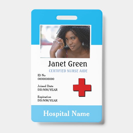 カスタムのフォトナースの医師名ロゴID バッジ (正面)