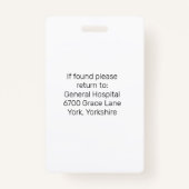 カスタムのフォトナースの医師名ロゴID バッジ (裏面)