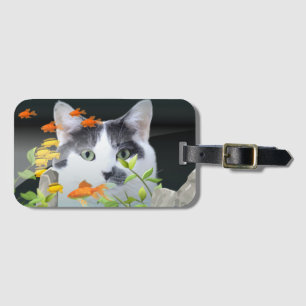 カスタムのフォトネコが水槽の中をのぞき込む ラゲッジタグ