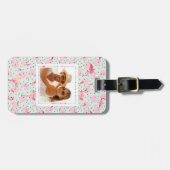 カスタムのフラミンゴの羽飾り水玉模様 ラゲッジタグ (正面横)