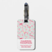 カスタムのフラミンゴの羽飾り水玉模様 ラゲッジタグ (裏面縦)