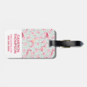カスタムのフラミンゴの羽飾り水玉模様 ラゲッジタグ (裏面横)