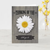 カスタムのフ考えるロント名、お客様の素朴デイジー カード (黄色い花)