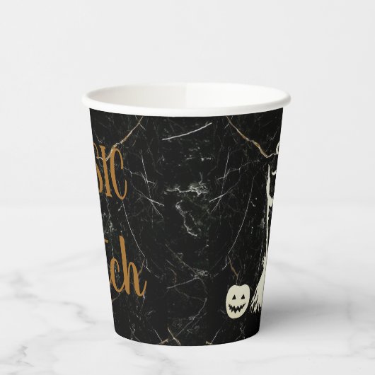 カスタムのベーシック魔女猫おもしろいエステティックカカッコいいット 紙コップ (左)