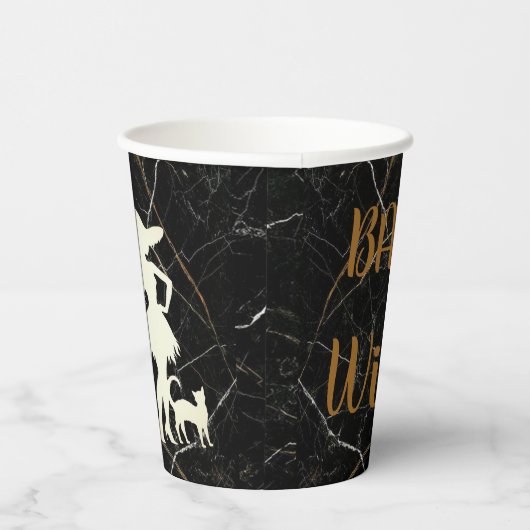 カスタムのベーシック魔女猫おもしろいエステティックカカッコいいット 紙コップ (右)