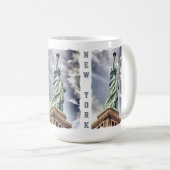 カスタムのマグ自由の女神 コーヒーマグカップ (正面右)