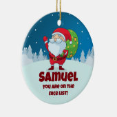 カスタムのメッセージおもしろいクリスマスニースリスト セラミックオーナメント (右)