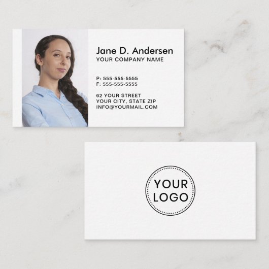 カスタムのロゴとフォトモダンプロフェッショナル 名刺 (正面/裏面)