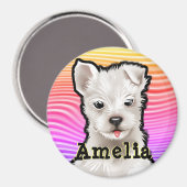 カスタムの丸いマグネット・レインボー・パピー。 マグネット (正面/裏面)