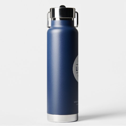 カスタムの会社名とロゴNavy Branded ウォーターボトル (正面)