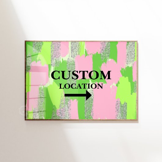 カスタムの位置名門私立校風の標識ドームデコールグリーン/ピンク ポスター