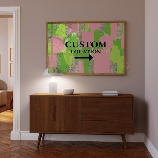 カスタムの位置名門私立校風の標識ドームデコールグリーン/ピンク ポスター