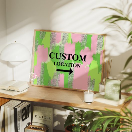 カスタムの位置名門私立校風の標識ドームデコールグリーン/ピンク ポスター