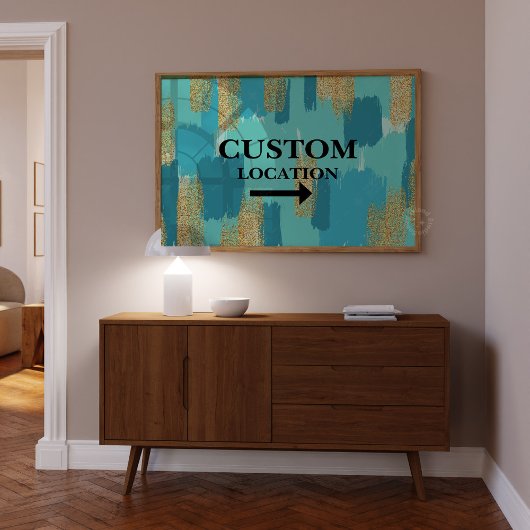 カスタムの位置名門私立校風の標識ドームデコールティール(緑がかった色)/青 ポスター