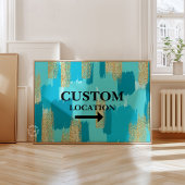 カスタムの位置名門私立校風の標識ドームデコールティール(緑がかった色)/青 ポスター