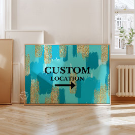 カスタムの位置名門私立校風の標識ドームデコールティール（緑がかった色）/青 ポスター