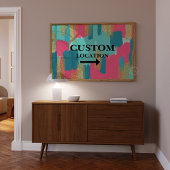 カスタムの位置名門私立校風の標識ドームデコールブルー/ピンク ポスター