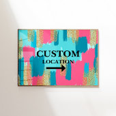 カスタムの位置名門私立校風の標識ドームデコールブルー/ピンク ポスター